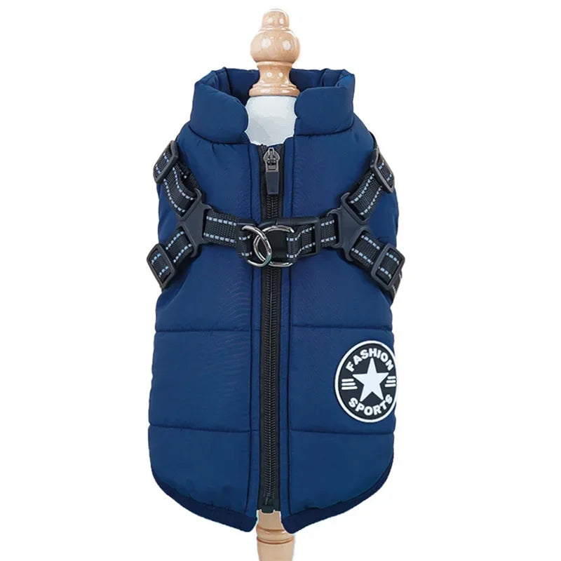 Warme Tierjacke mit Geschirr