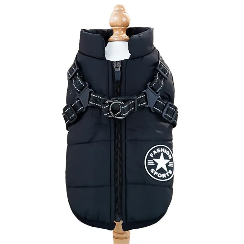Warme Tierjacke mit Geschirr